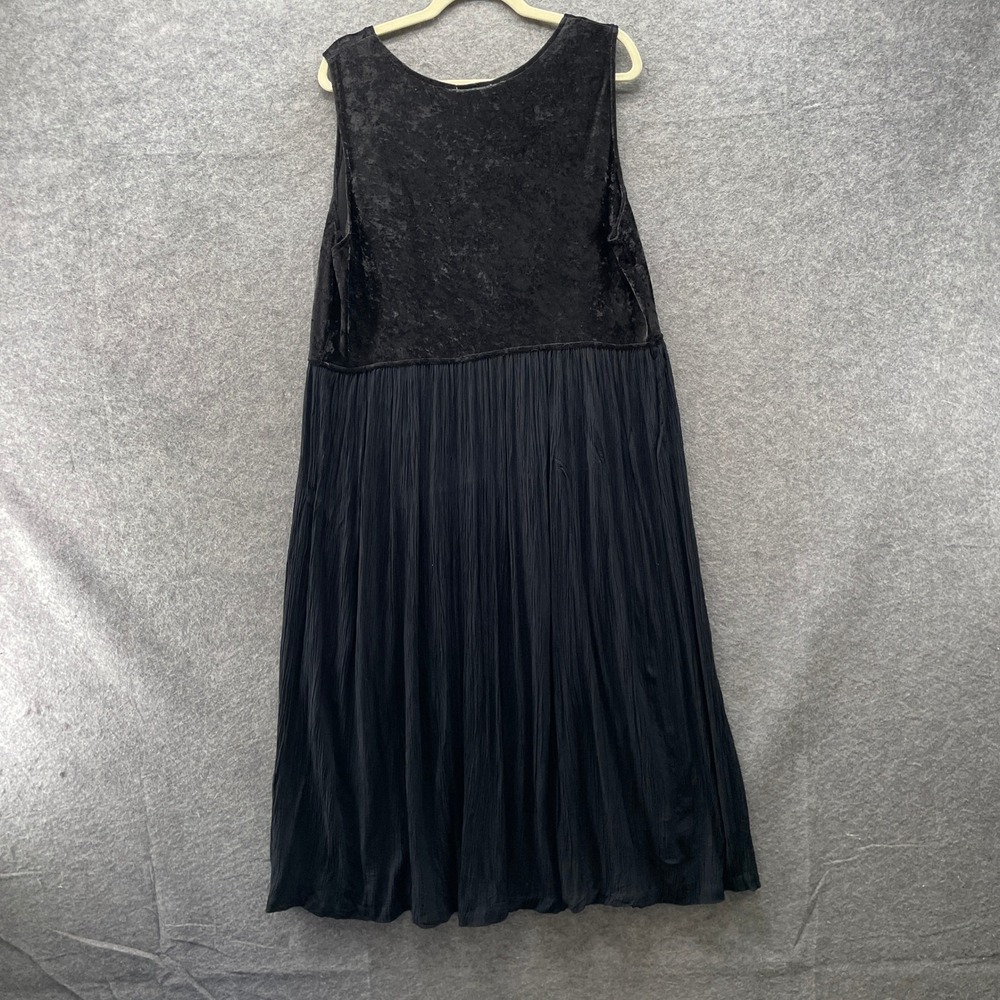 VTG The Avenue Sleeveless Maxi Dress 18 Black Velvet Rayon Tank Dress A-Line - Picture 2 of 9